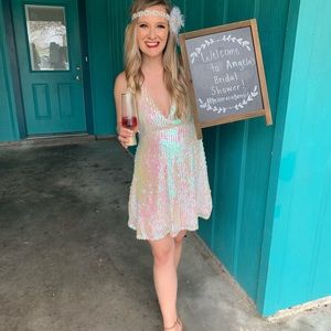 Sequin V Neck Sleeveless Dress